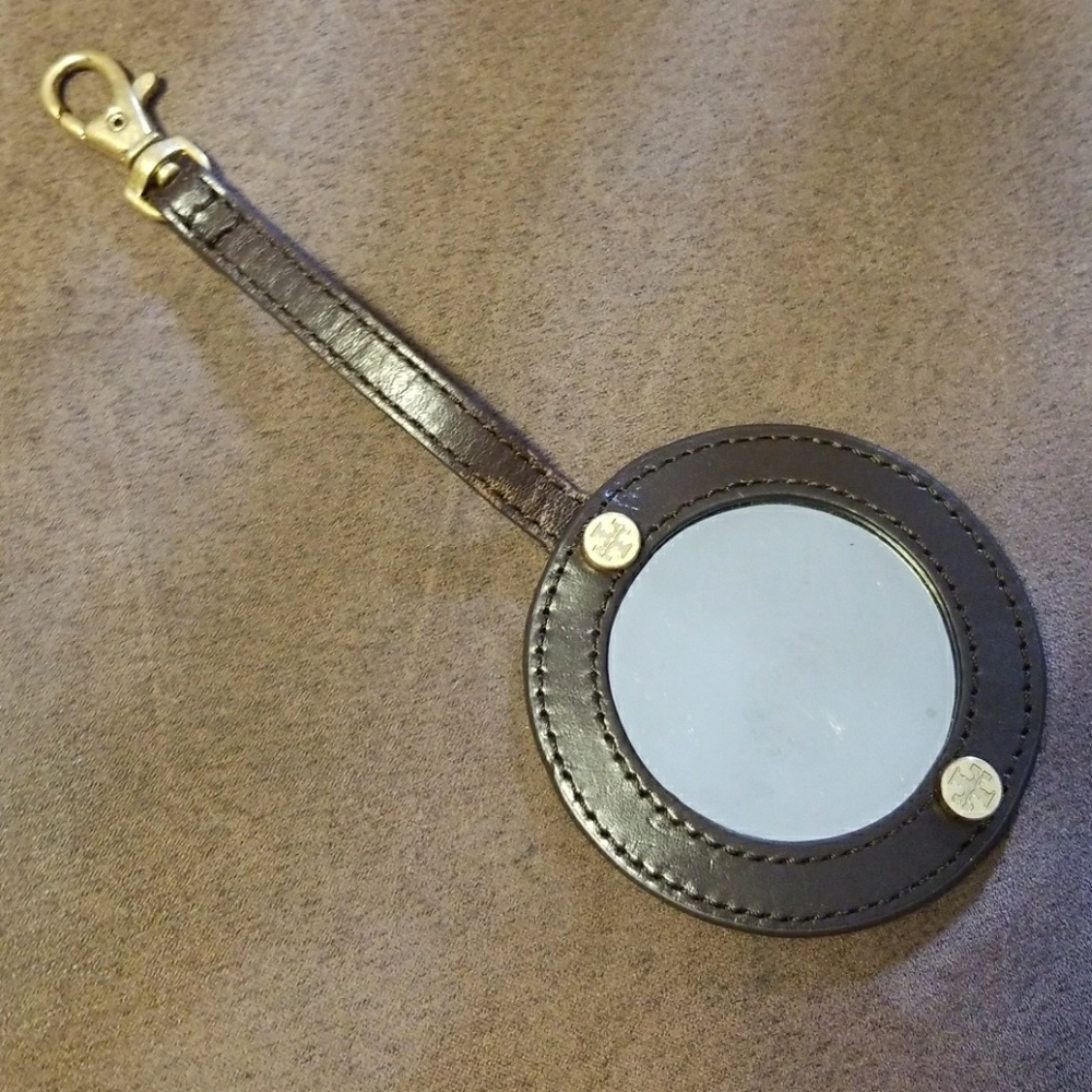 Tory Burch Brown Leather purse mirror/key chain